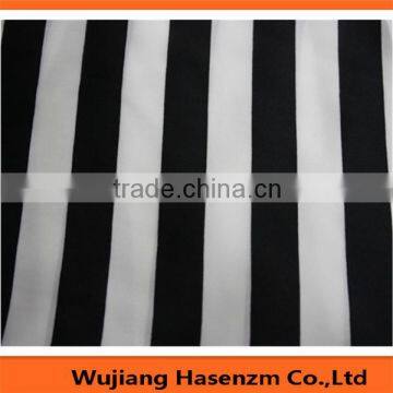 white and black stripe satin chiffon fabric