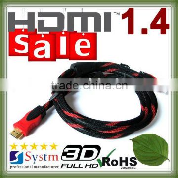 2014 HOT SELL 1M 3M 5M 10M flat HDMI cable 1.4 FOR For BLURAY 3D DVD PS 3 HDTV 360