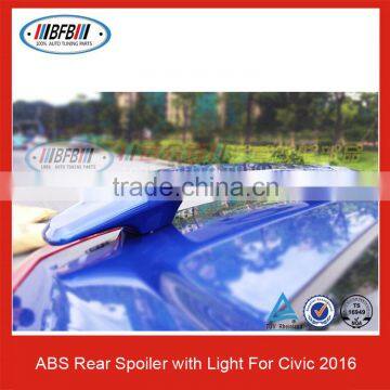 Factory Direct Sell Rear Boot Spoiler ABS Trunk Spoiler With LED For Civic 2016