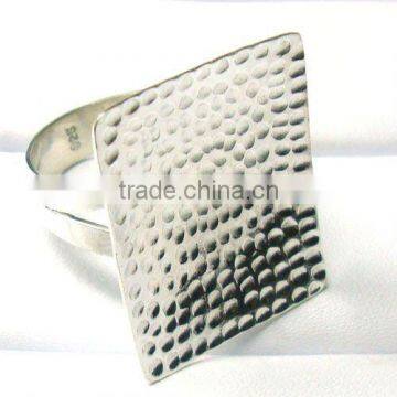 925 Plain Sterling Silver Hammered Ring