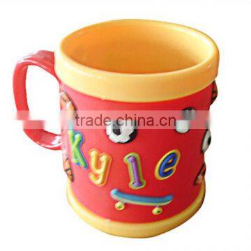 sport style colorful words engraved cool football pattern 3D silicone mug