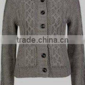 Hooded chunky cable knitted cardigan