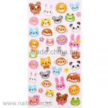 Custom 3D cartoon domed epoxy sticker waterproof clear animal decorative resin epoxy sticker self-adhesive sticker for kids