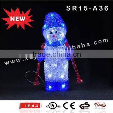 Acrylic Indoor Lighted LED Christmas Skiing Snowman photo-2