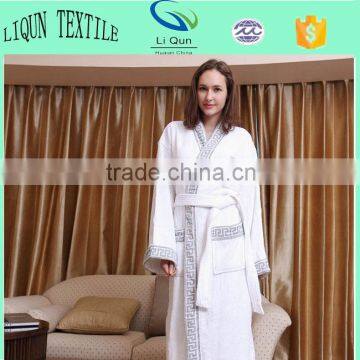 Velour Cotton Hotel Bathrobe Yarn Dyed Pattern Kimono Collar Bathrobe