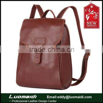Fashion and retro granulated cow skin leather lady backpack,lady shoulder bag handcraft manufacturing