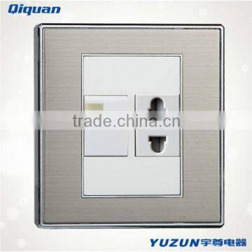 Stainless steel 1 gang switch and 2 pin wall socket
