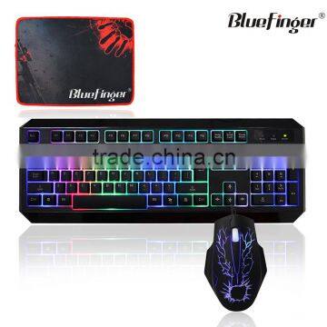New Rainbow LED Backlit Wired gaming Keyboard Seven Automatic Color Backlit Mouse Combo Set