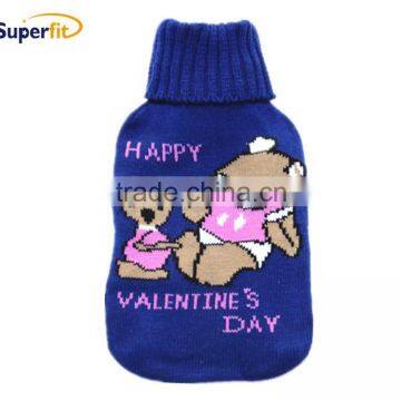 cute cat embroidery fleece cover of hot water bag