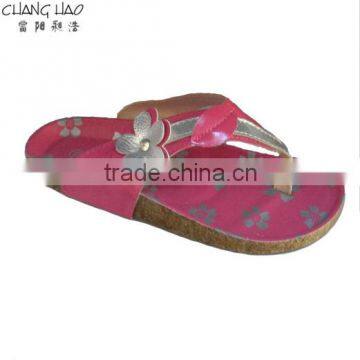 2016 new style women cork slipper simple pinch style pink ground has silver flower with hasps fashion cork slipper