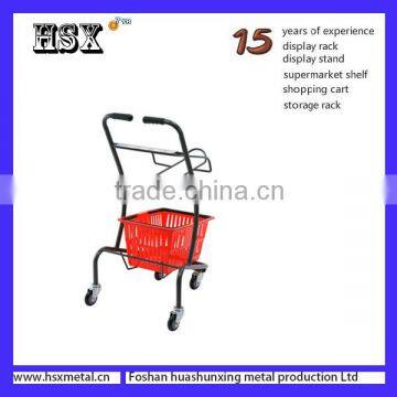 Powder Coat Supermarket Shopping Trolley Cart With 2 Baskets HSX-S487 photo-4