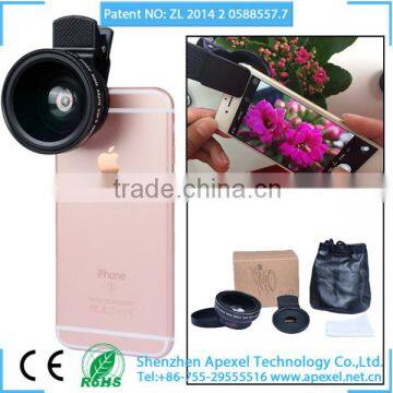 Newest Premium Quality 0.45X HD Super Wide Angle Lens 12.5X Macro 2 in 1 Lens Kit for IPhone 6S SE 5S Huawei HTC