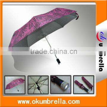 Pretty Electric Handle Light Led 3 folding outdoor Umbrella