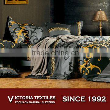 luxury design 40s 300TC natural printed cotton comforter bedding sheet set