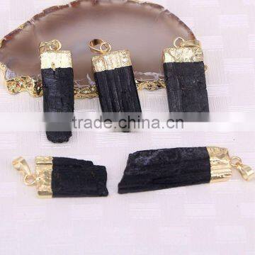 Natural Black Tourmaline Druzy Pendant Simple Design Jewelry Pendant For Men or Women