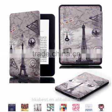 IFC096 with pattern leather flip case for Amazon Kindle 2014 version with magnet auto wake up