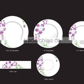 Porcelain dinnerware sets elegant dinner sets tableware set purple flower dinner set