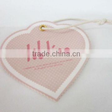 Heart-shaped personalized garment hang tags for clothing