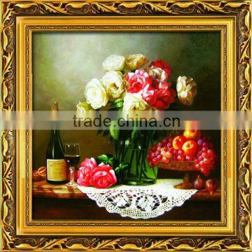 Handmade painting resin framed art for wall decoration classical flower painting