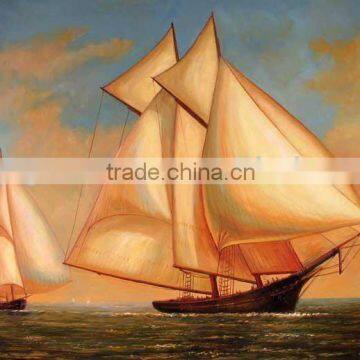 Handmade ship and sea oil painting