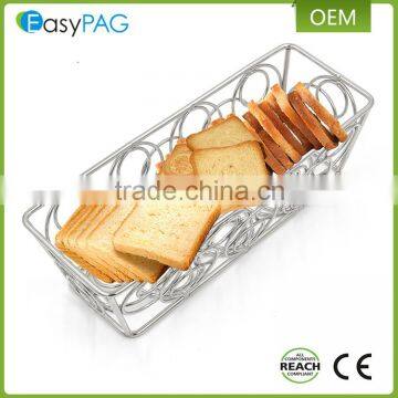 Factory wholesale stainless steel 304 rectangular shape metal wire home kitchen bread basket
