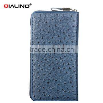 QIALINO RFID Blocking Wallet Luxury Ostrich Leather Brand Wallet Handbag photo-2