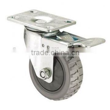 Gray Polyurethane Flame Total Brake PU Caster Wheel