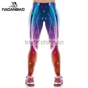Women Leggings Gradient Lights Printed Legins High Elastic Fitness Running Pants photo-3