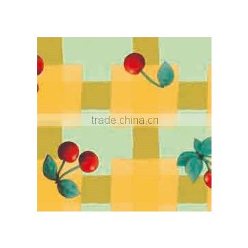 2015 newest fruits printed pattern pvc/peva plastic tablecloth/cover with waved/lace/straight edge