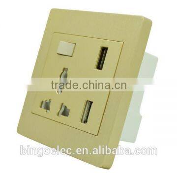 UK Standard PC Material 13a 1gang Switched Socket With Double USB Socket photo-2