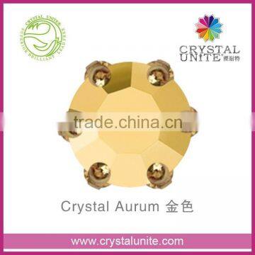 Crystal Unite Lead Free Chaton in Crown Setting, Crystal Aurum