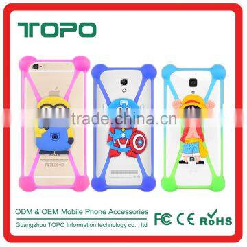 3D Carton mulit colors cheap universal cell phone border bumper protector silicone rubber mobile frame currency for iPhone case