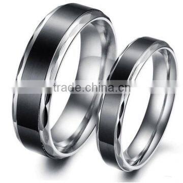 Black Vintage Stainless Steel Wedding Engagement Promise Eternity Bands Dome Titanium couple wedding Rings