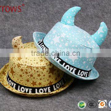 Top Quality Custom Paper Art Straw Hat for Kids Children With Personalized Star Pattern and Horns