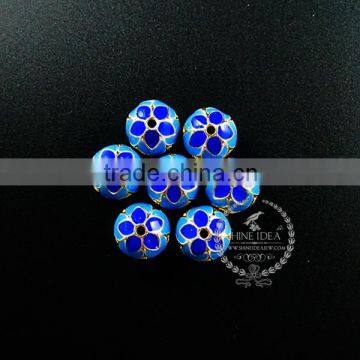 12mm brass blue flower enameled beads metal beads DIY jewelry supplies 3000038