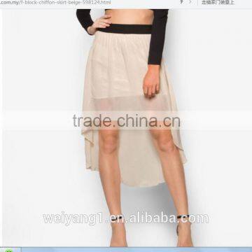 Fashionable Flowy Block Chiffon Girl Skirt With Elasticated Waistband
