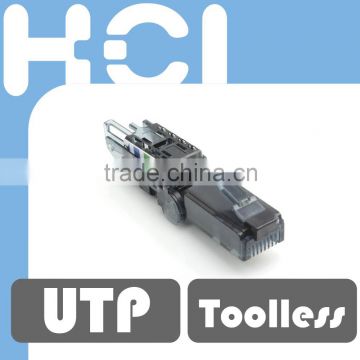 Network Solution Direct Attach Toolless Angled RJ45 UTP Modular Plug for Cat 6A Cable