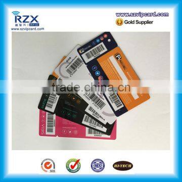 non standard PVC die cut barcode card with key tag