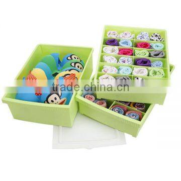 2014 New Colorful Plastic Waterproof Storage Box Set Socks and Underwear Box Design With Two Lid