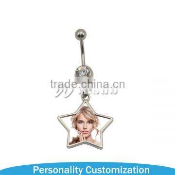 Wholesale Cheap Unique Cool Star Shape Sublimation Hypoallergenic Pregnancy Surgical Nickel Free Steel Belly Button Rings