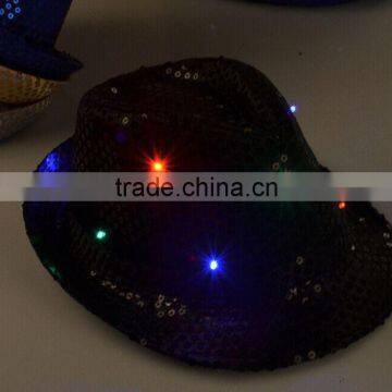 Hot-selling Factory Cheap Christmas Events Party Supplies LED Flashlight Colorful Hat Luminous Jazz Hat Sequin LED Hat photo-4