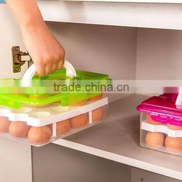 Small Order Portable Two Layers 24 Lattices Plastic Egg Storage Box photo-2