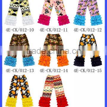 Navy Floral Printing 3/4 Pants Toddler Girl Floral Sew Sassy Icing Pants Girls Ruffle Pants photo-6