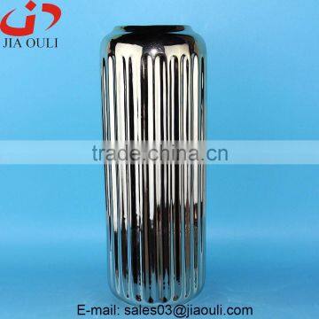 High Quality home decor plating silver ceramic vase, plating vase