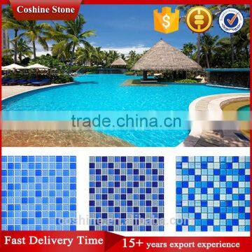 Quality A glass square swimming pool mosaic blue color design