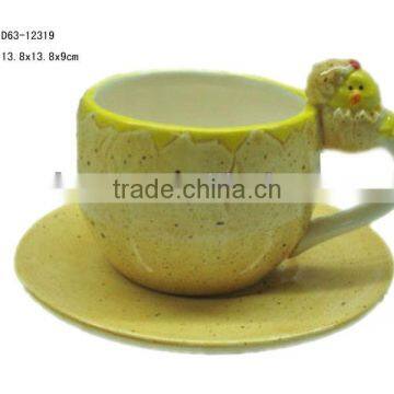 Ceramic chicken coffee cup set