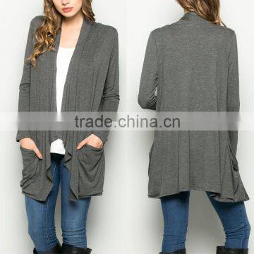 Trendy Women Clothing New Arrivals Fancy Casual Layer Chic Open Front Cardigan Heather Front Pocket Drape Plus Cardigan