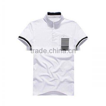 new arrivals hot sell plain dyed with striped pocket polo shirt factory