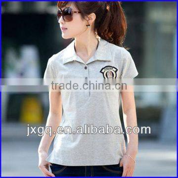 Bulk Sale Grey Color Embroidery Logo Design Cotton Ladies Polo Shirt