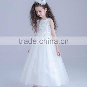 2017 Bulk Sale White Embroidery Dress Long Flower Girl Dresses photo-3